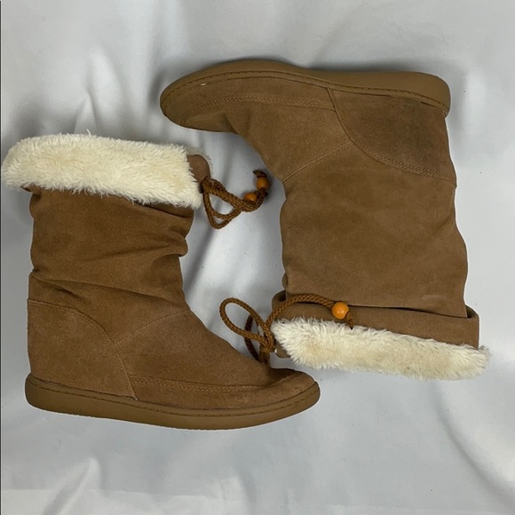 Skechers SKCH+3 Tan Suede Boots w Faux Fur, 8.5 - Picture 3 of 16